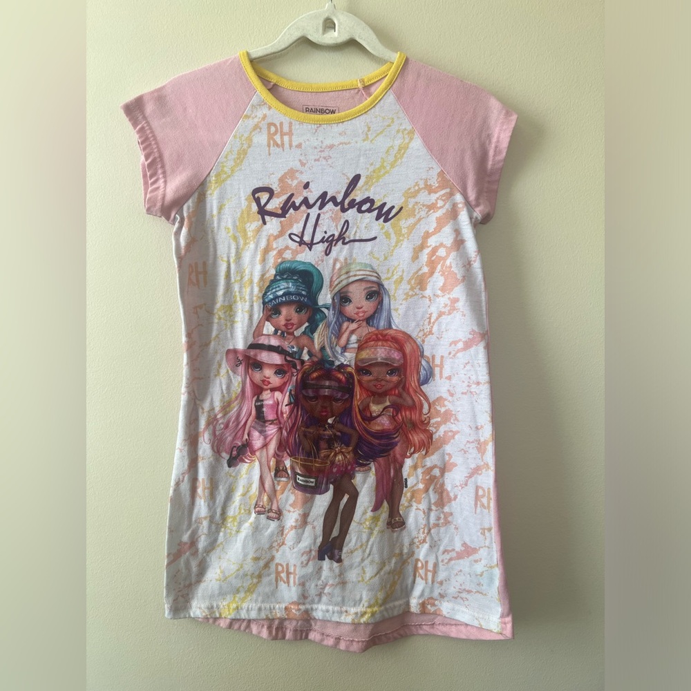 Rainbow High kids girls 10/12 short‎ sleeve nightgown pajamas cartoon dolls pink
